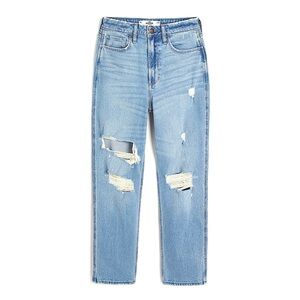 Hollister Ultra High Rise Mom Jean 90s 26R 2R Ankle Straight ripped distressed
